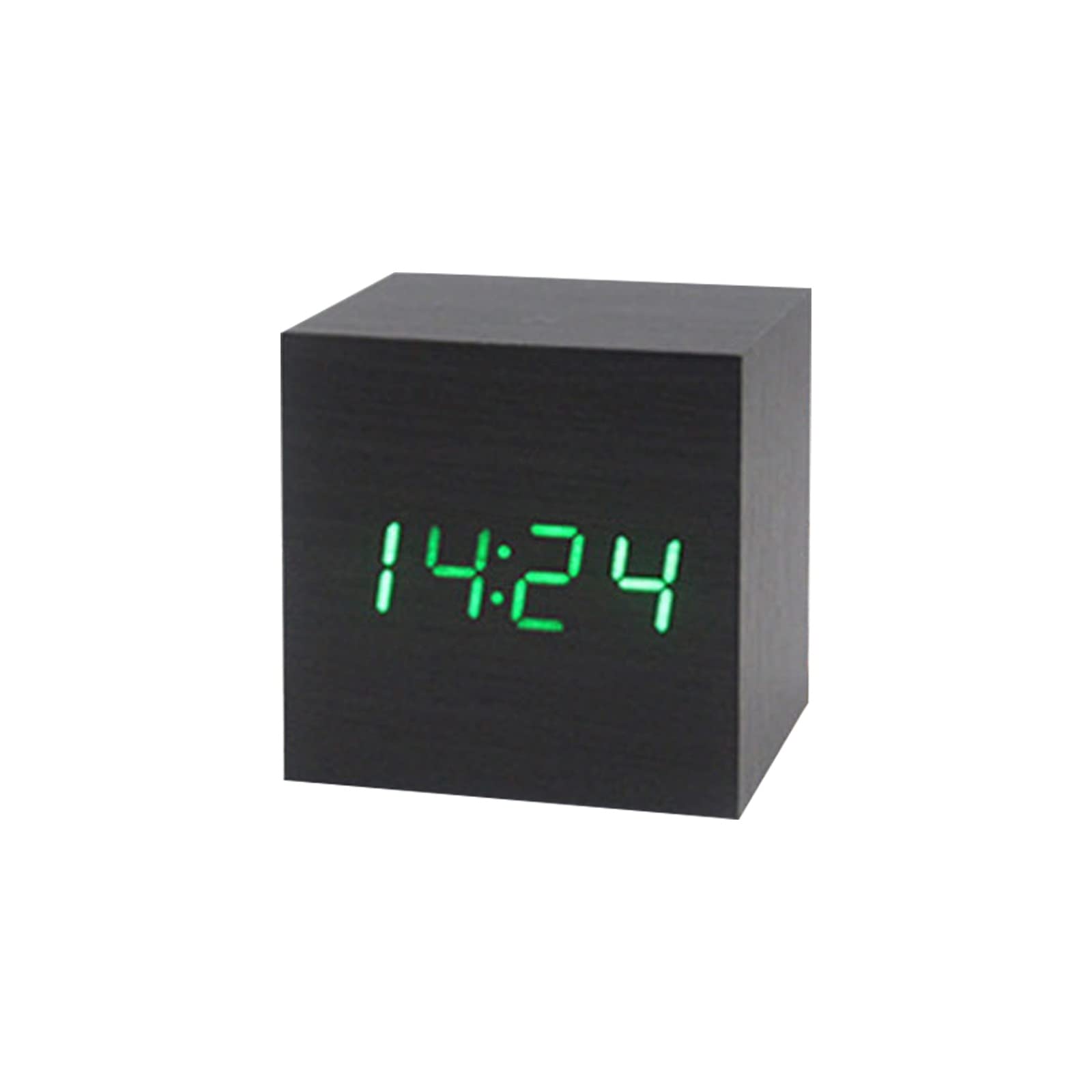 Tsophreniq H Wood Cube Voice Control Alarm Clock Bedside Table Square Clock Multipurpose For Children Bedroom Dormitory Alarm Clocks For Bedrooms