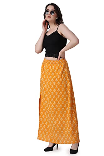 Image of POPWINGS Casual Ethnic Bagru Print Long Slit Skirts for Women || Cotton Long Slit Skirt for Women || Stylish Women Long Skirt for Summer