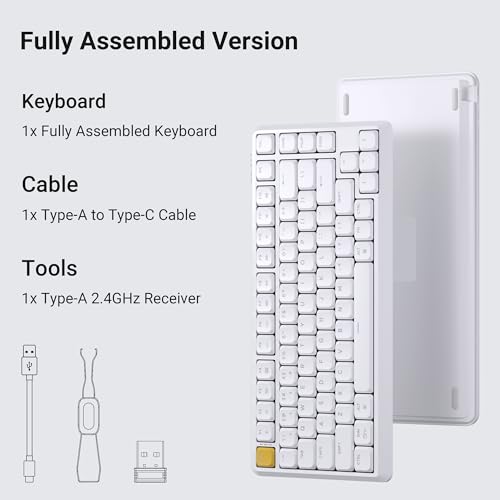 Image of Keychron KJ1 Low Profile Wireless Mechanical Keyboard - 75% Layout Red Switch, QMK RGB Backlit, 2.4G /Bluetooth /USB-C, Double-Shot PBT Keycaps, 2000mAh Battery, Mac /Win /Linux Compatible - White