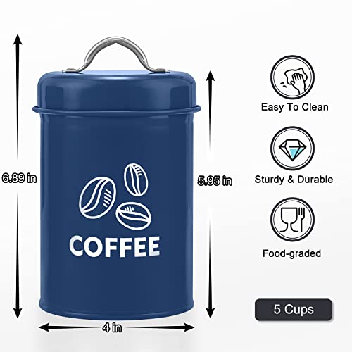 Navy Blue Canisters Set Of 3, P&P CHEF Metal Kitchen Canister With Lid