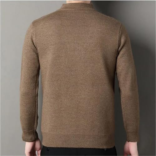 Men's Knitted Pullover, Slim Solid Color Half-Zip Patchwork Casual top2