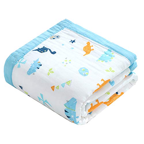 Eyands 6 Layer Baby Muslin Swaddle Blanket,43.3 x 43.3Inch Soft Cotton Muslin Blanket baby, Cute Receiving Blanket for Kids Gift