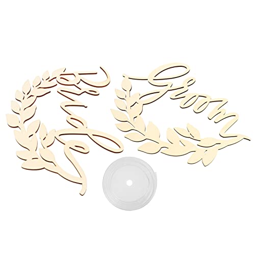 DIYEAH 1set Wedding Wooden Hanging Pendants for Chair Back Decoration Bride Groom Labels Rustic Wedding Ornament for Reception Ceremony