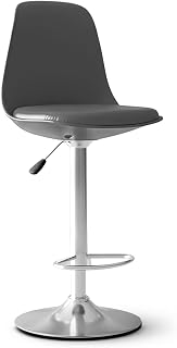 DIYA Seating Solutions 360° Revolving Adjustable Height Bar Stool Chair with Chrome Metal Base | 1 Year Warranty | Leather... Price In India