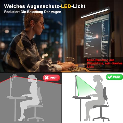 Vansky Monitor Lamp Bar Screen: Computer Screen USB LED Monitor Light 24-32 Inch Lighting Dimming 3 Light Modes - PC E Reading Pro Touch Adjustable Lightbar Monitor Eye Care