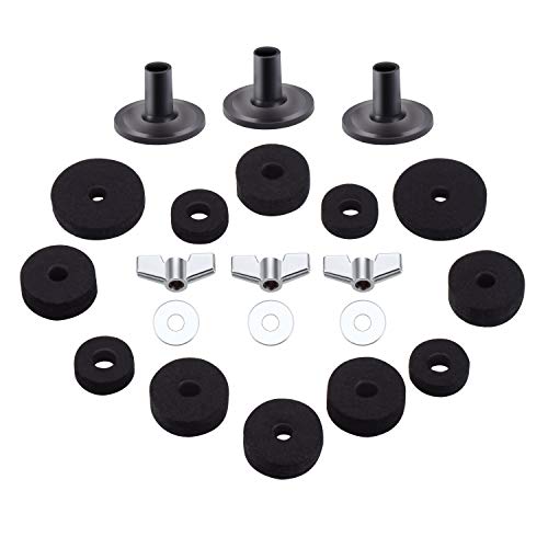 ?21 Pieces) Cymbal Replacement Accessories, Cymbal Felts Hi-Hat Clutch Felt Hi Hat Cup, Felt Cymbal Sleeves with Base Wing Nuts, Washer, Sleeves and Base Wing Nuts Replacement for Drum Set