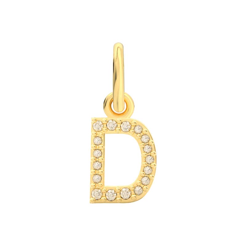 Belinda Jewelz A-Z Alphabet Letter Pendant Solid 14k Yellow Gold Initial Charm Round 1mm White Diamond for Necklace Bracelet Keychain and Anklet Gift