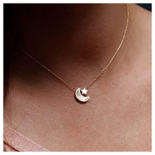 Inilbran Boho Luna Creciente Collar Gargantilla De Oro Vintage Estrella Colgante Minimalista Cadena De Joyas Para Mujeres Y Niñas