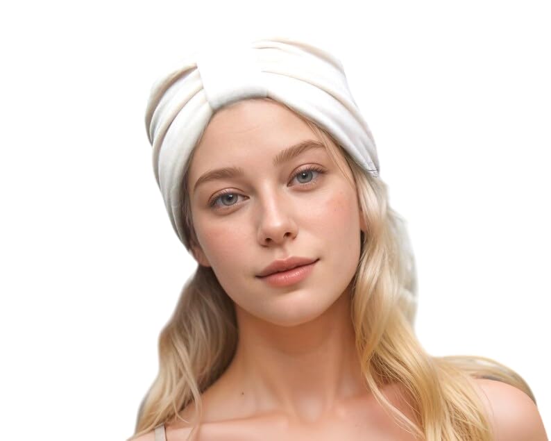 Knitted Winter Twist Woolen Warm Headband | Cold Weather Hair Accessories Head Wrap | Winter Designer Headbands for Women & Girls | Freesize (White)-image-38