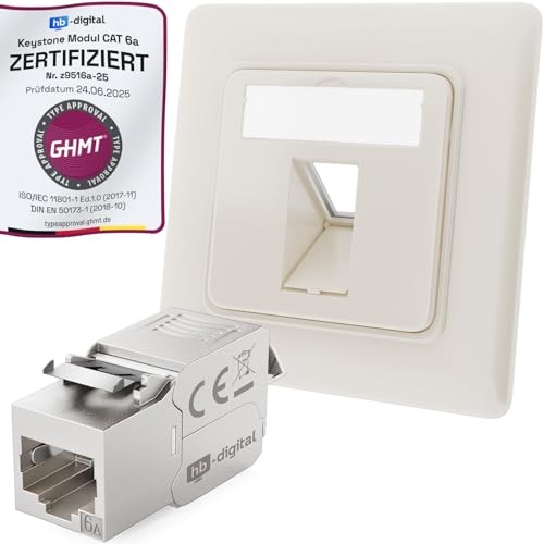 hb-digital Presa di rete a 3 porte CAT 6a da incasso RAL9010 + 3 X CAT 6a Keystone RJ45 modulo LAN Ethernet Keystone presa da incasso per CAT 5e CAT 6 CAT