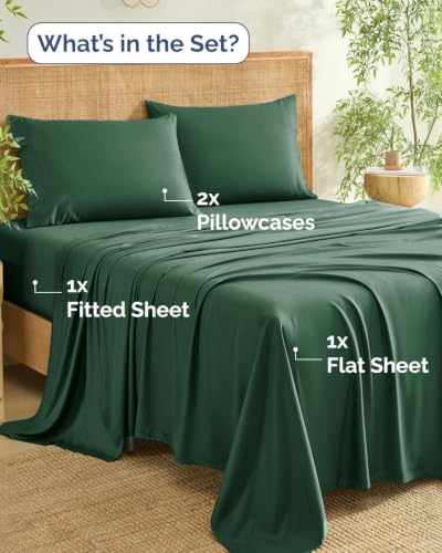 100% Rayon Derived from Bamboo - Bamboo Sheets King Size - Emerald Green - image 4