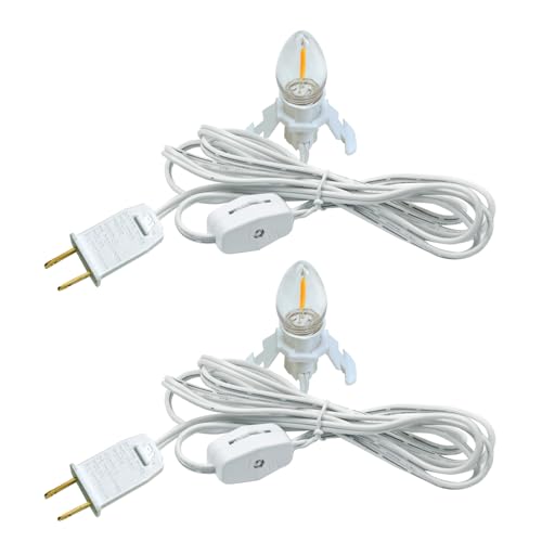 2 Pack Accessory Cord with LED Night Light Bulbs - White Cord with On/Off Switch Plugs - C7 led Bulb...