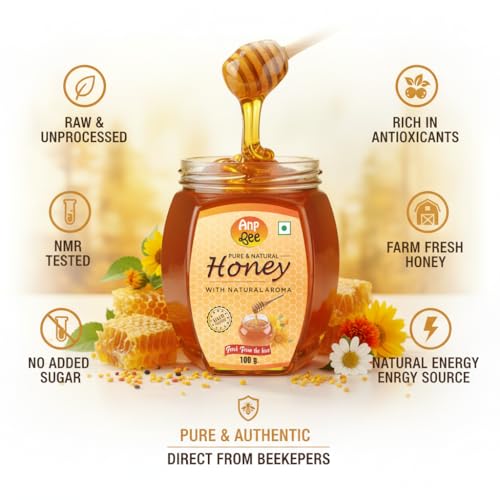 Image of ANP BEE Raw Natural Honey 2kg (100gm x 20Pcs), Lab Tested Pure Unprocessed Original Honey in Plastic Jar, No Added Sugar, Organic Honey for Tea, Skin Care & Wellness, Nature's Sweet Gift