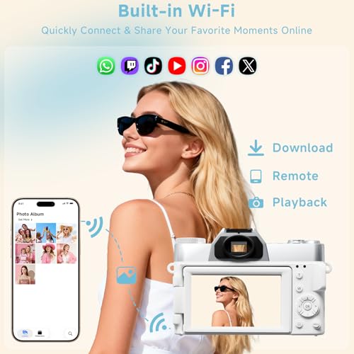 Image of 6K Digital Camera for Photography Autofocus, 2026 Upgraded WiFi Vlogging Camera for YouTube with 3 inch 180 Flip Screen 16X Zoom, 64GB SD Card & 2 Batteries Compact Travel Camera for Beginners Teens