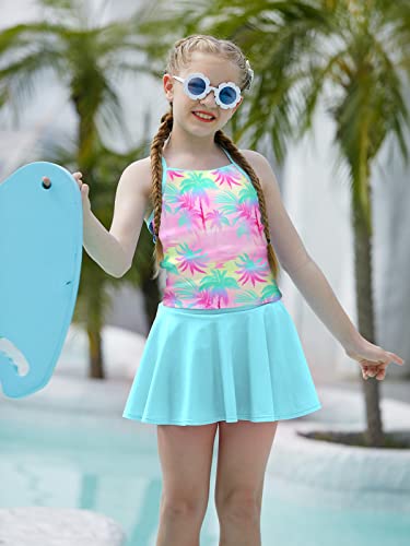 Girl Kids Swimsuit 5T 6T Size 6 Tankini Palm Tree Bathing Suit Adjustable Strap Hawaii Beach Swimwear #TOP2