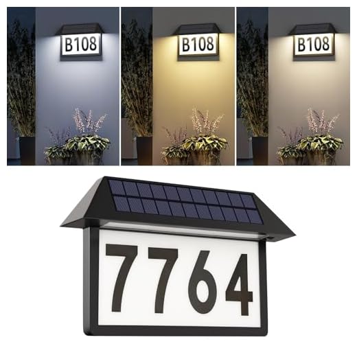 ASOMST Solar Address Sign, Lighted House Numbers Waterproof, 3-Color Lighting Modes LED Illuminated Address Plaque, Wall Mounted Outdoor Address Number for Home Yard Street