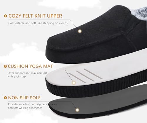 Image of ONCAI Mens Clog Slippers with Arch Support Stripe Faux Fur Cotton-Blend High-Density Memory Foam Warm House Slippers Slip-on Indoor Outdoor Rubber Sole Size 7-16