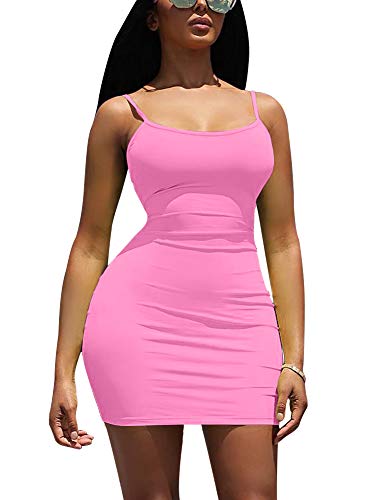 Image of LCNBA Sexy Spaghetti Strap Tank Dress Basic Backless Bodycon Club Party Mini Dress