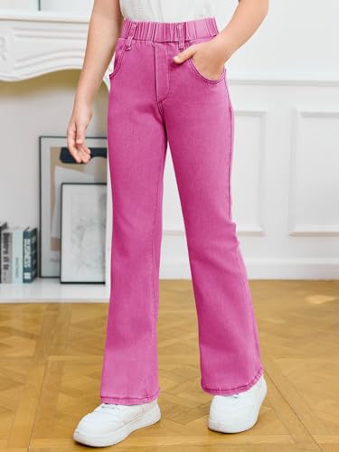 Haloumoning Girls Flare Jeans Kids Fashion Stretchy Denim Pants Bell Bottoms with Pockets3