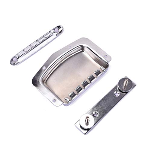 Healifty Adjustable Fixed Bridge Tailpiece For Vintage Tune O Matic Electric Guitar Replacement Parts (Silver) #TOP5