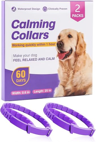 GIUSOBG Collare Calmante per Cani 2 Pezzi 62 CM Anti-ansia Regolabile Feromoni Misura Regolabile (Collari per cani*2)