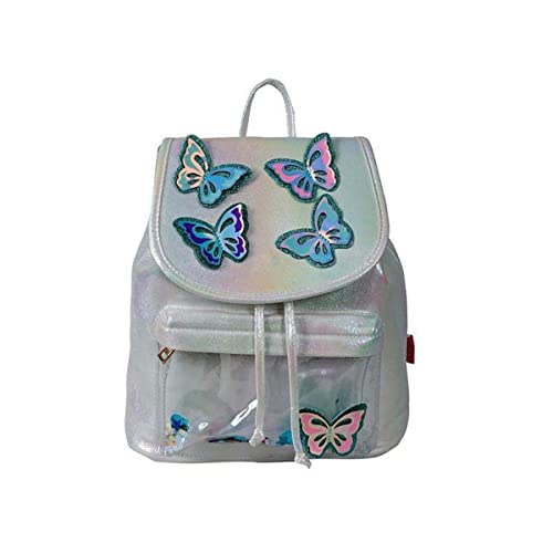 Bolsa Mochila Costas Infantil Menina Brilhosa Borboleta LIli July Cor:Prata;Tamanho:M;Gênero:Feminino