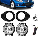 Fog Lights Compatible With 2012 2013 2014 Ford Focus S/SE/SEL/Titanium Models Front Bumper Lamps w/Light Bulbs And Switch Wiring Kit