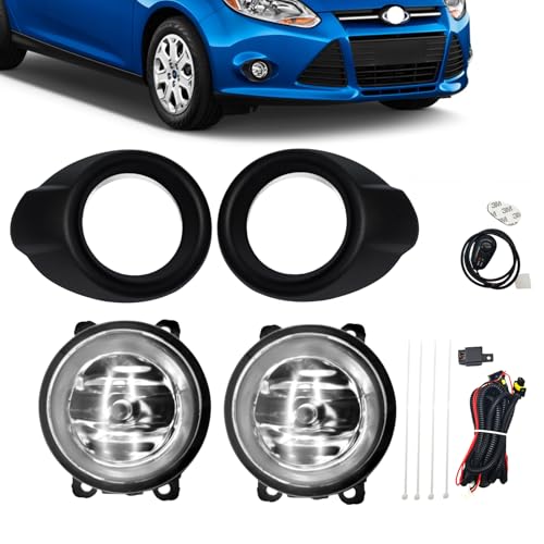 Fog Lights Compatible With 2012 2013 2014 Ford Focus S/SE/SEL/Titanium Models Front Bumper Lamps w/Light Bulbs And Switch Wiring Kit