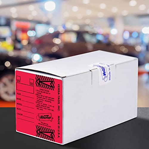 Image of Versa-Tags Red Self-Protecting Key Tags with Chrome-Plated Split Rings, 1000 Count Automotive Dealership Key Tags for Car Truck RV Inventory & Service Organization | Red self-protecting key tags with chrome split rings for automotive dealerships, vehicle inventory, and service organization