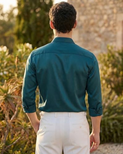 Image of IndoPrimo Men's Stylish Satin Shirt for Party, Formal, Daily and Casual Wear Full Sleeve Shirt for Mens - Trio