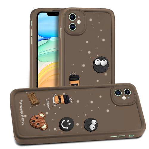 Image of AESTMO Back Case Cover for iPhone 11 Back Cover | Cute Fun Cartoon 3D Ball | Coffee Silicone Case | Full Body Protection | Camera Protection Back Cover for iPhone 11 (Brown)