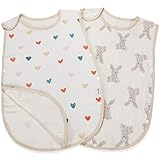 [Lipilea] リピレア スリーパー 赤ちゃん ４重ガーゼ 綿 100％ 女の子 男の子 出産祝い 新生児 0～3歳 (1.ハート＆うさぎ【2枚セット】 ベビー