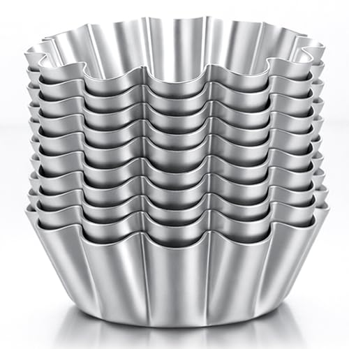Kegeeei 10 Pcs Ensaymada Molder Filipino, Large 4.5 Inch Round Cake Pan with Wave Edge – Traditional Aluminum Molds for Ensaymada, Bibingka, Torta, Puto & Filipino Desserts