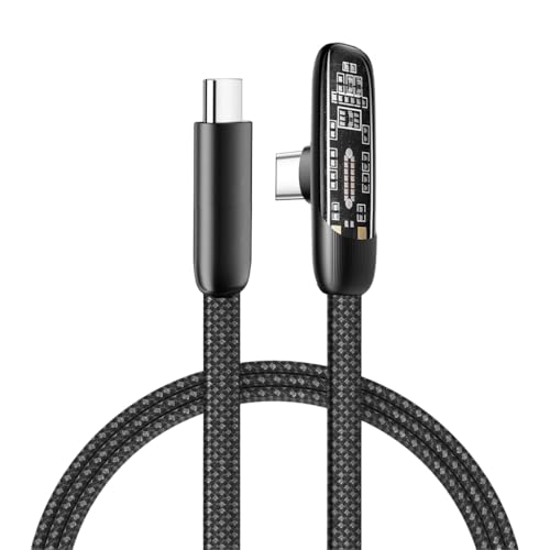 Verilux® PD 100W Type C Cable Fast Charging 6.6Ft, Right Angle C Type Charger Cable with No Tangle Flat Nylon Braid, Support 480Mbps Data Transfer for iPhone 17/17 Pro/17 Pro Max 16/15, Galaxy S25/S24
