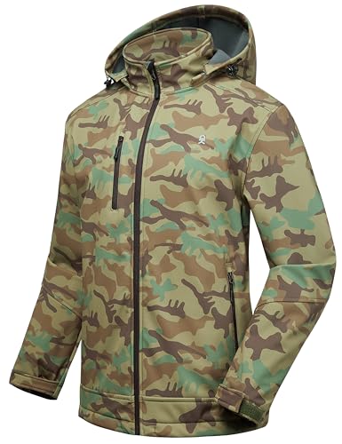 Little Donkey Andy Jaqueta masculina softshell com capuz removível, forrada com lã e repelente de ág