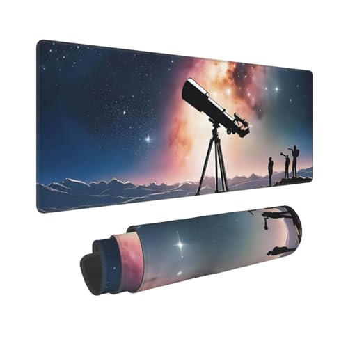 Tapis de souris de jeu grand format 80x30.5 cm antidérapant galaxie télescope