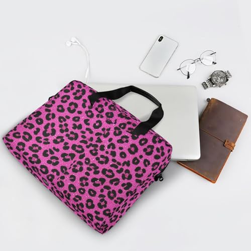 Maletín portátil para laptop 15.6 pulg estampado leopardo rosa miniatura 7