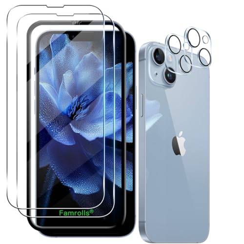 【2+2枚セット ガイド枠付き】 対応 iPhone 14 ガラスフィルム (2枚) + カメラフィルム (2枚) 【日本製素材旭硝子製】 用 いphone14 保護フィルム 硬度9H 耐衝撃 飛散防止 指紋防止 全面保護 極薄 高透過率 貼り付けやすい 2.5D ラウンドエッジ加工など 対応 アイフォン14