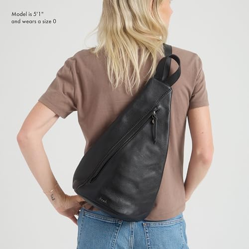 The Sak Geo Sling Backpack in Leather, Convertible Design, Black3