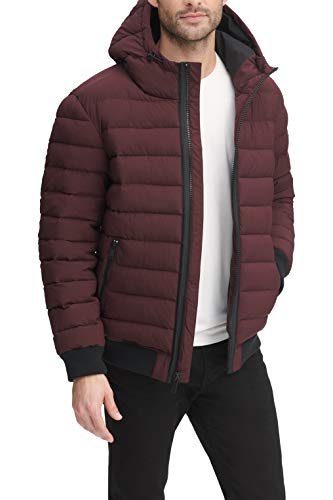 Image of DKNY Men's Quilted Performance Hooded Bomber Jacket