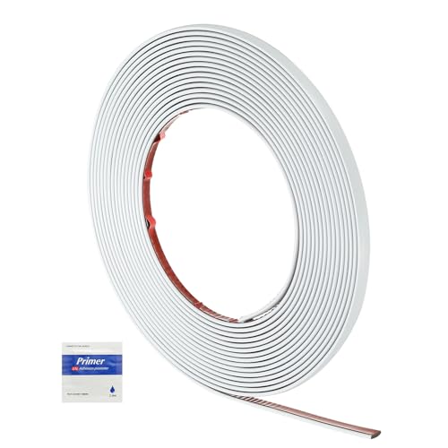 HARFINGTON Peel and Stick Molding Trim 30ft x 0.4" Flexible Wall Trim Self Adhesive PVC Wall Corner Gap Sealing Trim for Wall Ceiling Floor Cabinet Tile Edge Mirror Frame, White
