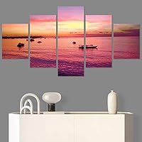 SIGNWIN 5 Panel Canvas Wall Art Multicolor Nature Neon Photography Trees Tropical for Home Decorations Ready to Hang - 60