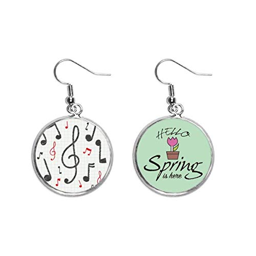 Pendientes de nota musical con patrón de colores joyas decorativas de primavera