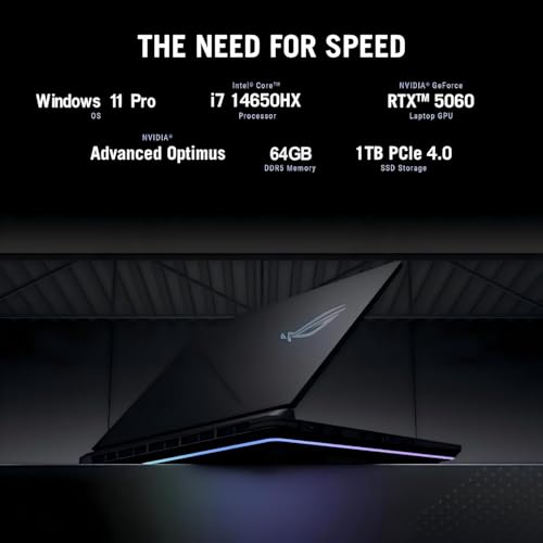 Image of ASUS ROG Strix G16 Gaming Laptop, Intel 16-Core i7-14650HX, NVIDIA RTX 5060, 16 inch FHD+ 16:10 165Hz /3ms Display, 64GB DDR5, 1TB Gen 4 SSD, Dolby Atmos, Hires Audio, Windows 11 Pro, Wi-Fi 7, Accessories