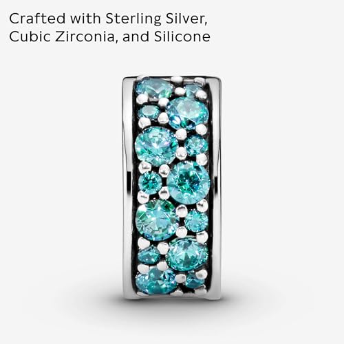 PANDORA Shining Elegance Clip Charm, Sterling Silver, Teal Cubic Zirconia, One Size4