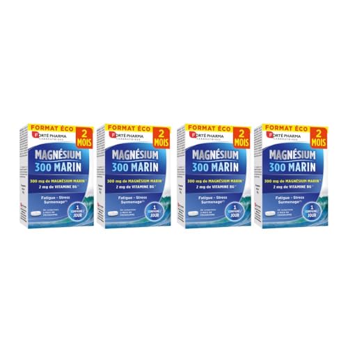 Forté Pharma - Pack x4 Magnésium 300 Marin | Complément Alimentaire à base de Magnésium Marin et Vitamine B6 - Anti Stress Adulte | 56 comprimés