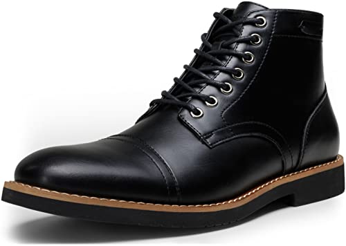 Image of Vostey Mens Boots Casual Chukka Boots for Men Motorcycle Boot Dress Cap Toe Ankle Vintage Distressed Lace-up
