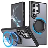 Picture of MUGCOFF 360 Rotatable Magnetic Stand for Samsung Galaxy S23 Ultra Case with Ring Kickstand, Compatible with Magsafe,Military Grade Shockproof Translucent Protective Case - 6.8 inch,Black