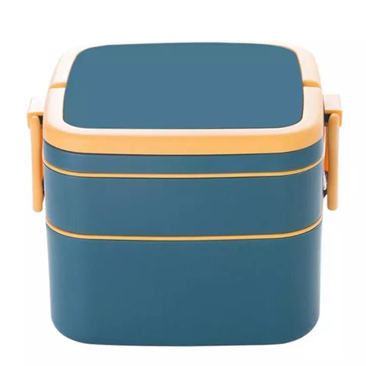 Image of Toyshine 2 Layer Bento Box for Kids and Adults, Sealed and Leak-proof Lunch Box, Keep Foods Separated Food Storage Container, Food-Safe Materials, 1000 ML - Green