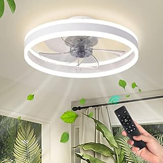 AHAWILL Modern Ceiling Fan with Light,Mute LED Dimmable Ceiling Fans with Remote Control,6 Speeds Reversible 60W Contemporary Ceiling Fan for Bedroom,Study Room,Dining Room,etc.(19.7